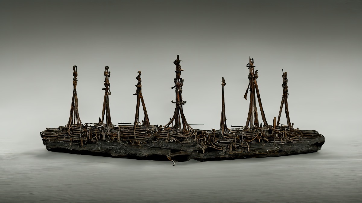 AI-generated slave ship concept sketch 1